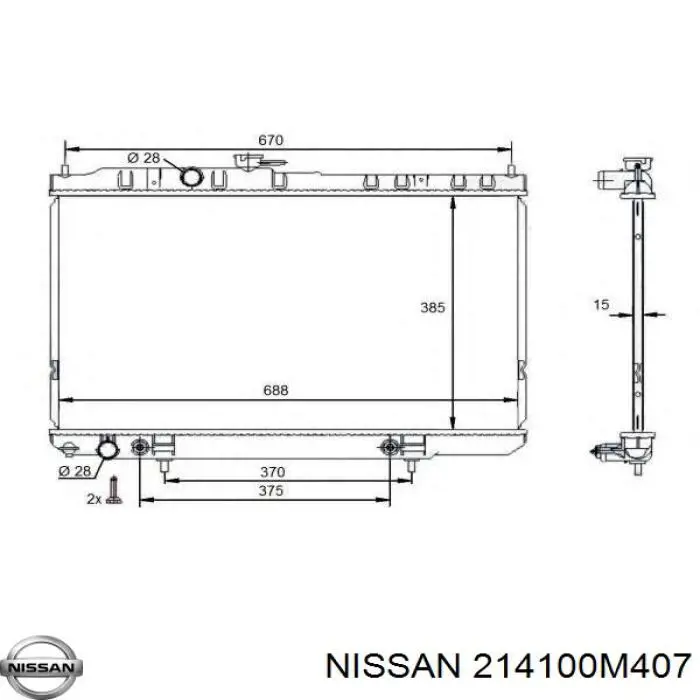 Радіатор 214100M407 Nissan/Infiniti