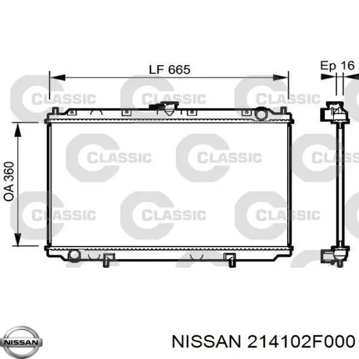 Радіатор охолодження двигуна 214102F000 Nissan