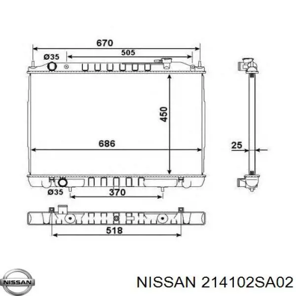 Радіатор охолодження двигуна 214102SA02 Nissan