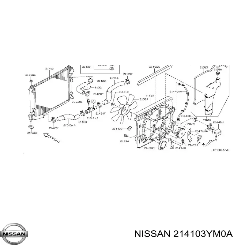 Радіатор охолодження двигуна 214103YM0A Nissan