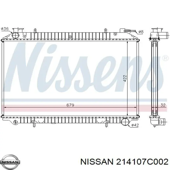 Радіатор охолодження двигуна 214107C002 Nissan