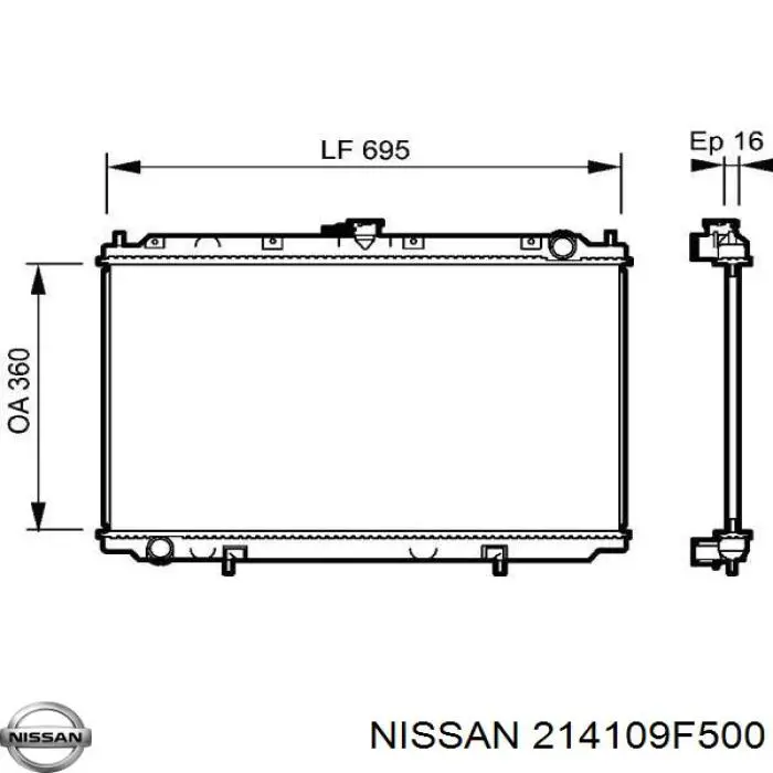 214109F500 Nissan радіатор охолодження двигуна