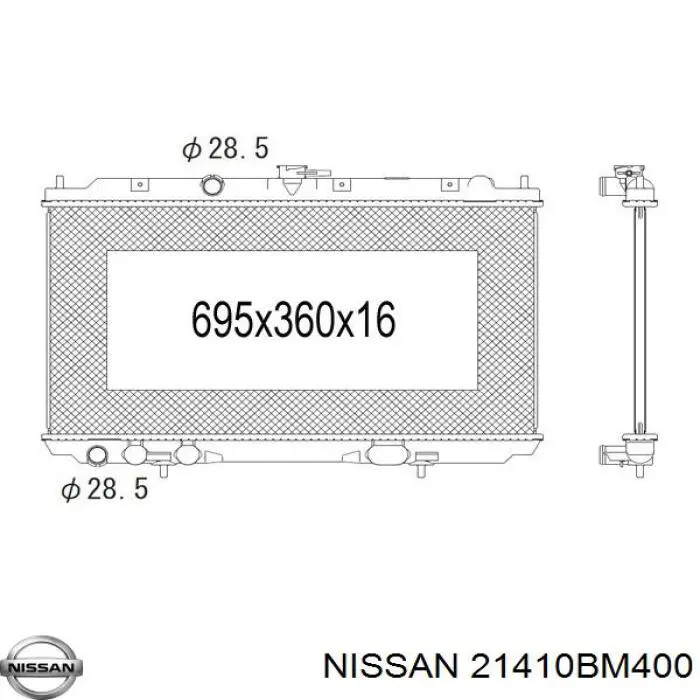 Радіатор основний Nissan/Infiniti 21410BM400 ціна, від 89.70 USD