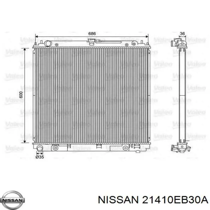 Радіатор охолодження двигуна 21410EB30A Nissan