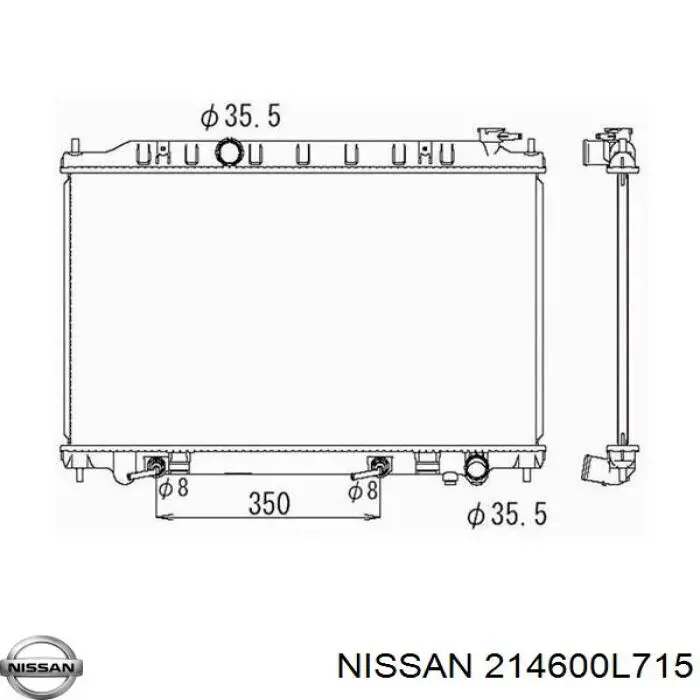 Радіатор охолодження двигуна 214600L715 Nissan