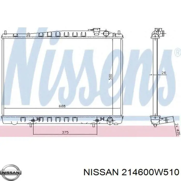 214600W510 Nissan радіатор охолодження двигуна