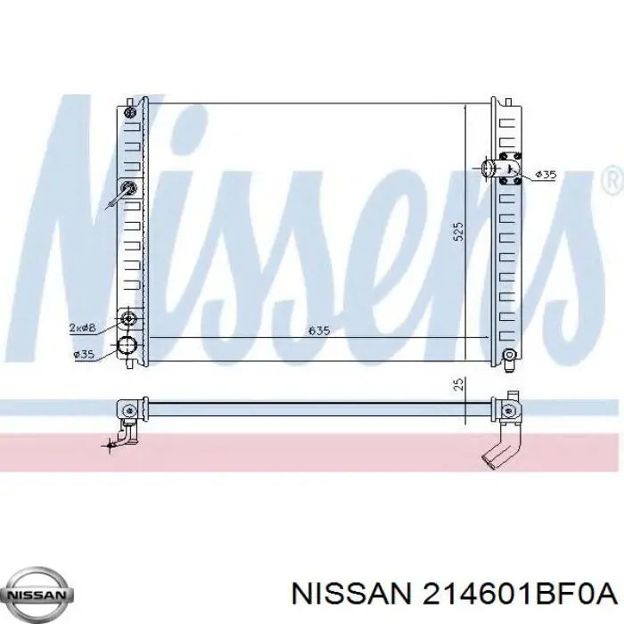 Радіатор охолодження двигуна 214601BF0A Nissan