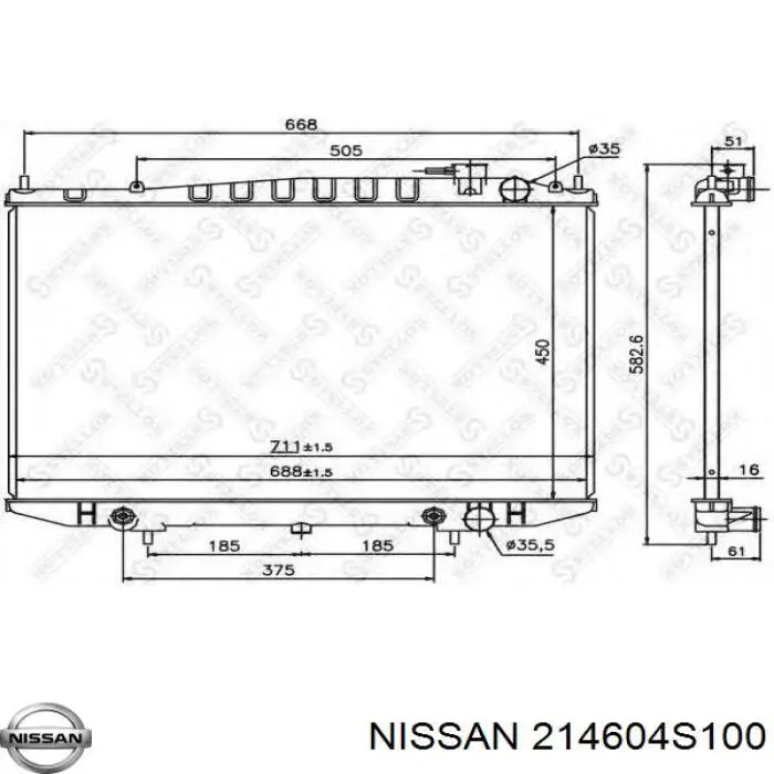 Радіатор 214604S100 Nissan/Infiniti