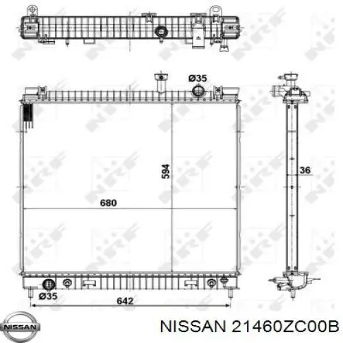 Радіатор охолодження двигуна 21460ZC00B Nissan