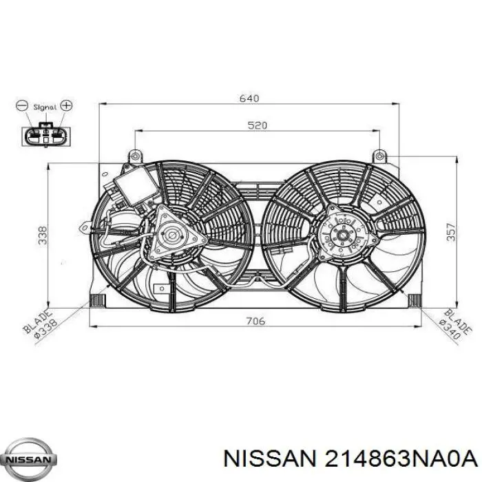 Вентилятор/крильчатка радіатора охолодження, лівий на Nissan LEAF (ZE0)
