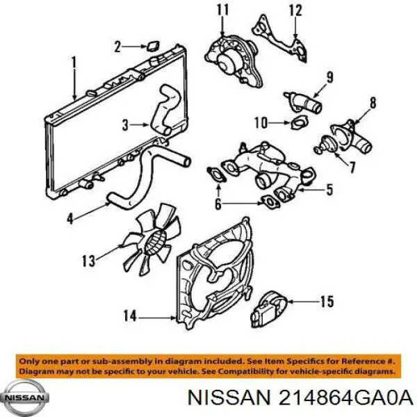 Вентилятор/крильчатка радіатора охолодження, лівий 214864GA0A Nissan/Infiniti