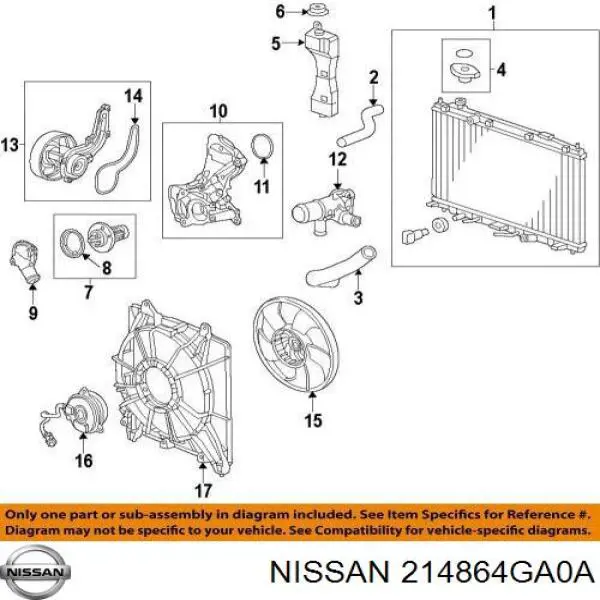 Вентилятор кондиціонера, лівий Nissan/Infiniti 214864GA0A