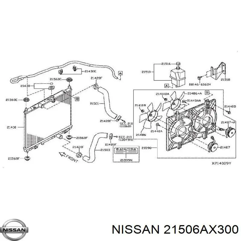 21506AX300 Nissan подушка кріплення радіатора верхня