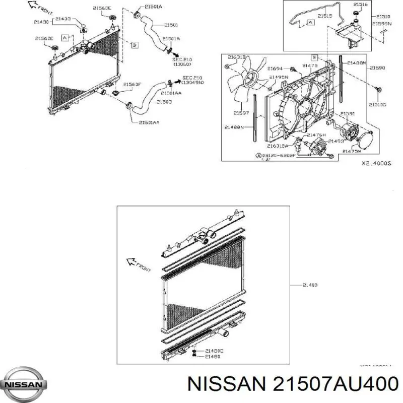 Купити 21507AU400 Nissan/Infiniti Подушка радіатора охолодження, нижня