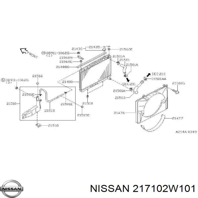 217102W101 Nissan бачок системи охолодження, розширювальний