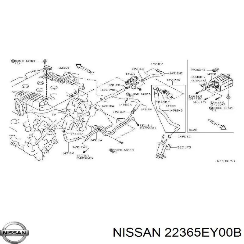 22365EY00A Nissan датчик тиску системи рекуперації парів