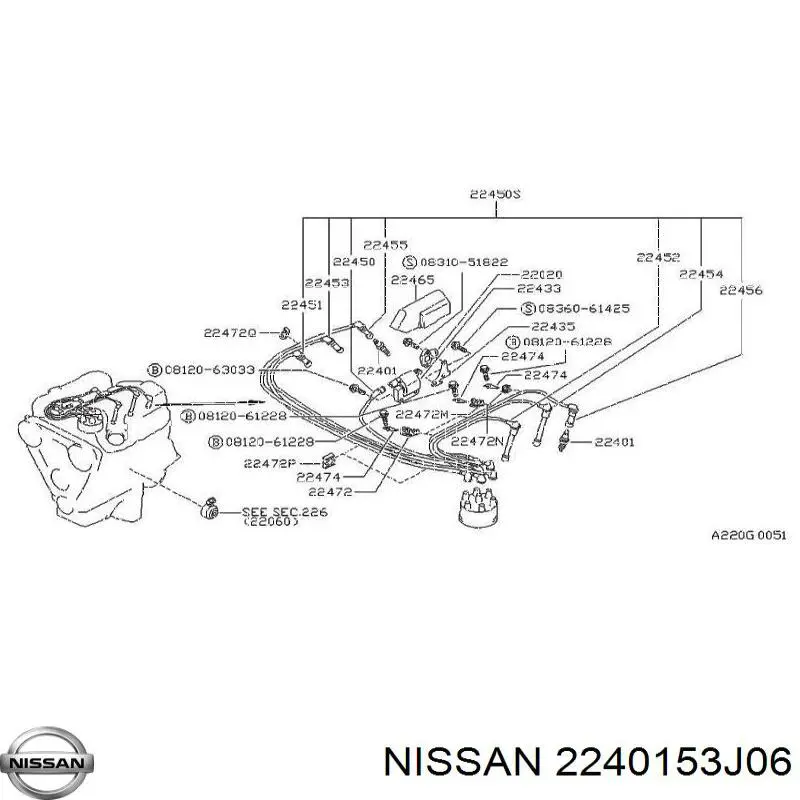 2240153J06 Nissan свіча запалювання