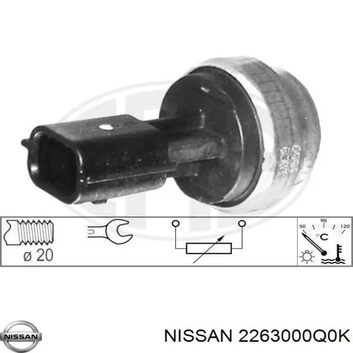 2263000Q0K Nissan датчик температури охолоджуючої рідини
