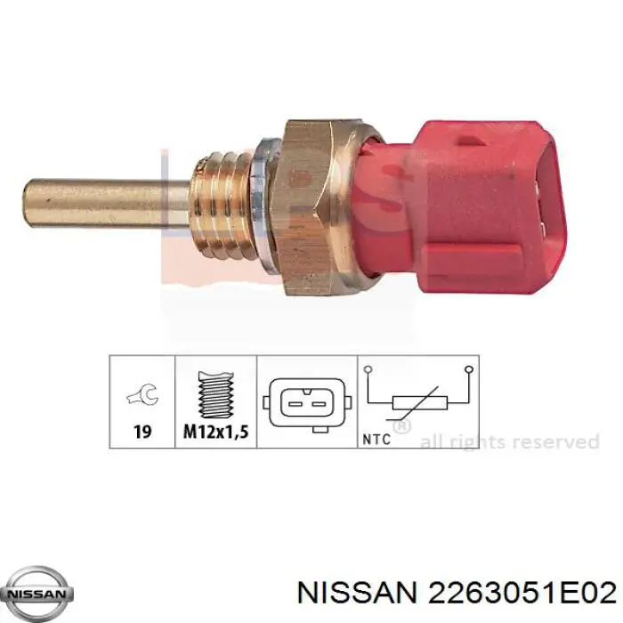 2263051E02 Nissan датчик температури охолоджуючої рідини