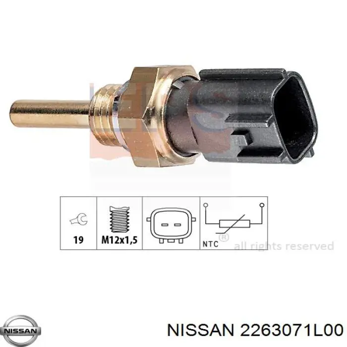 2263071L00 Nissan датчик температури охолоджуючої рідини
