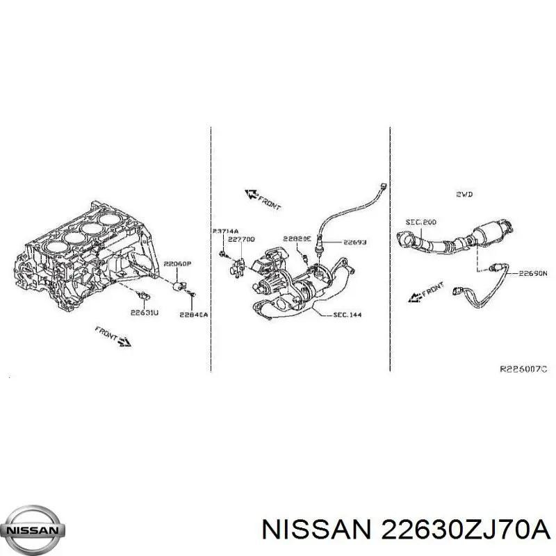 Датчик температури охолоджувальної рідини Nissan/Infiniti 22630ZJ70A