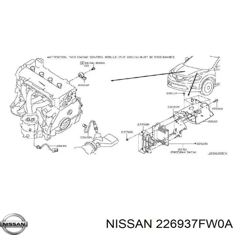 Лямбдазонд, датчик кисню до каталізатора Nissan/Infiniti 226937FW0A ціна, від 63.33 USD