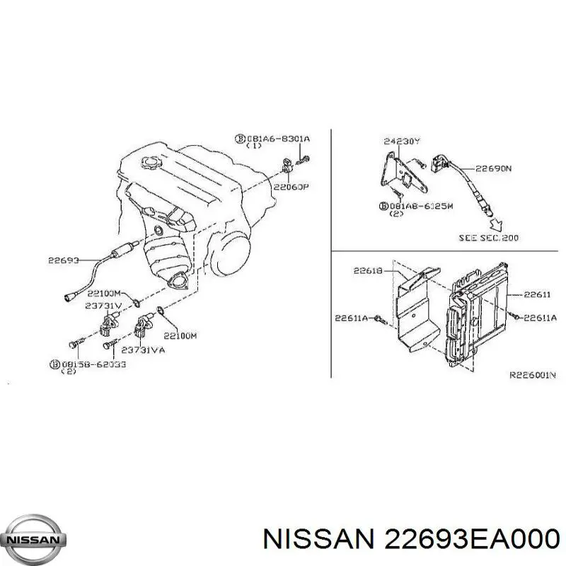 22693EA000 Nissan лямбдазонд, датчик кисню до каталізатора
