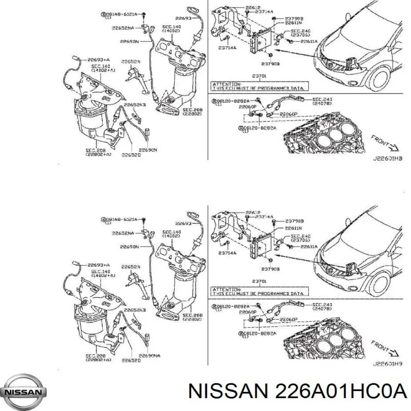 226A01HC0A Nissan лямбда-зонд, датчик кисню після каталізатора