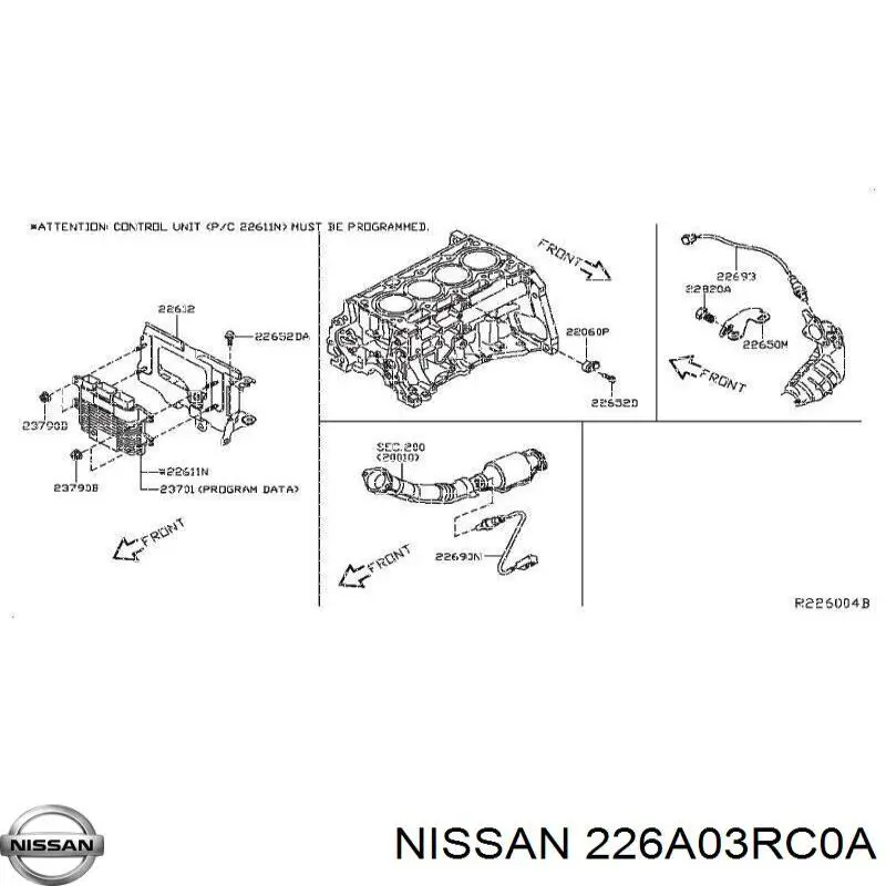 Купити 226A03RC0A Nissan/Infiniti Лямбда-зонд, датчик кисню після каталізатора