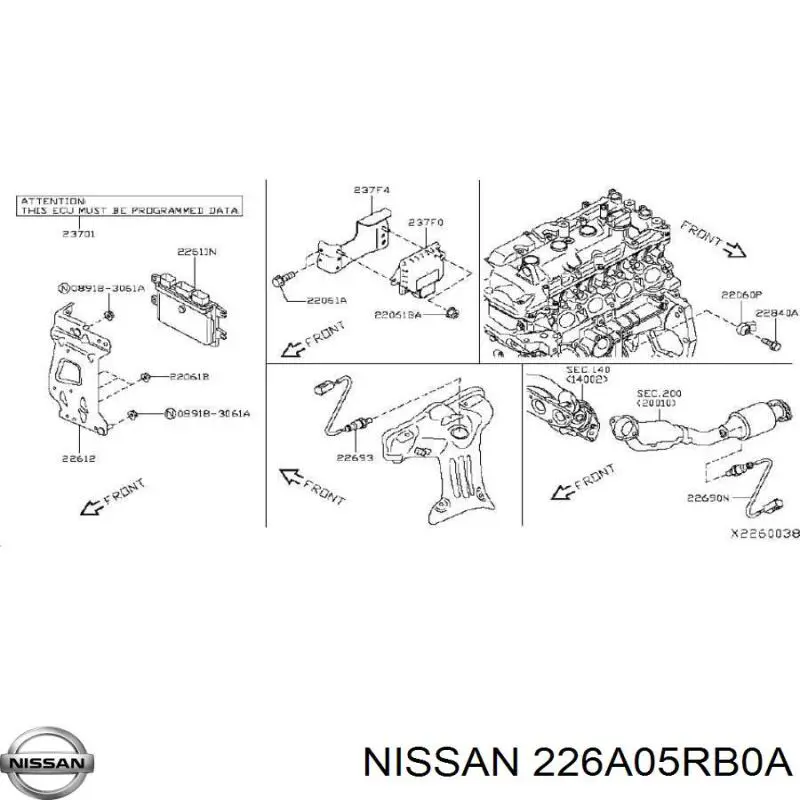 Купити 226A05RB0A Nissan/Infiniti Лямбда-зонд, датчик кисню після каталізатора