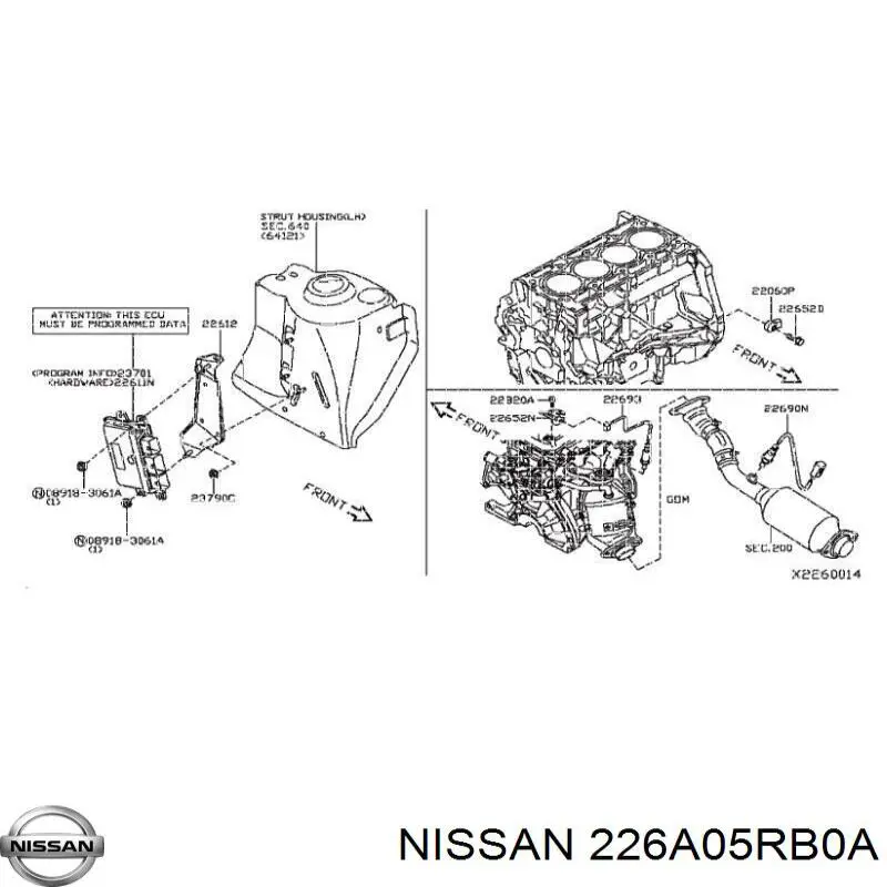 226A05RB0A Nissan/Infiniti Лямбда зонд після каталізатора