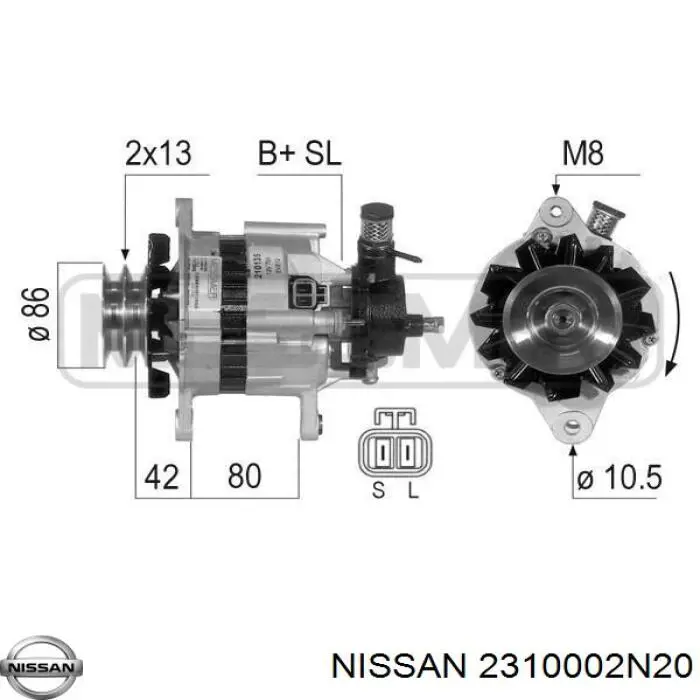Генератор Nissan/Infiniti 2310002N20 ціна, від 133.66 USD