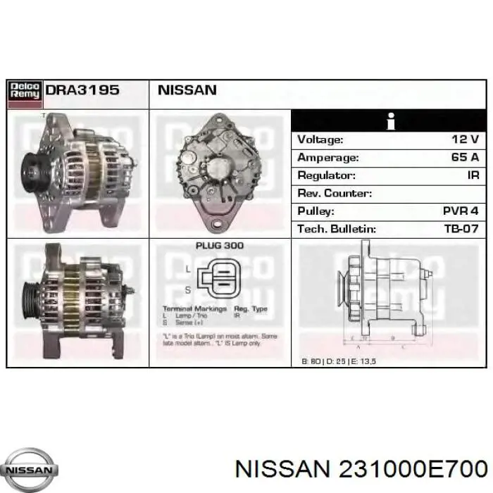 2310077A00R Nissan генератор