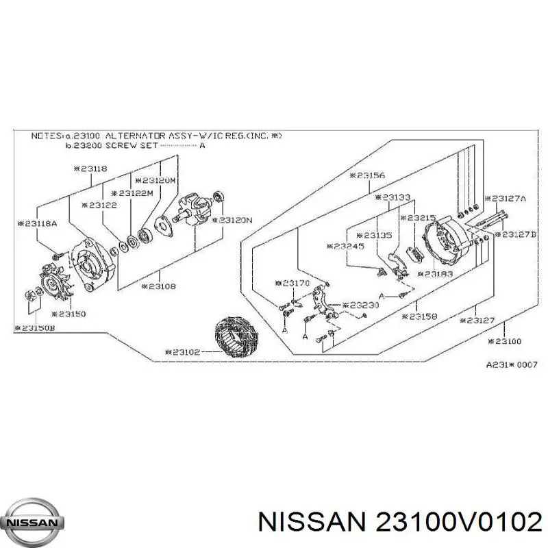 23100V0102R Nissan генератор