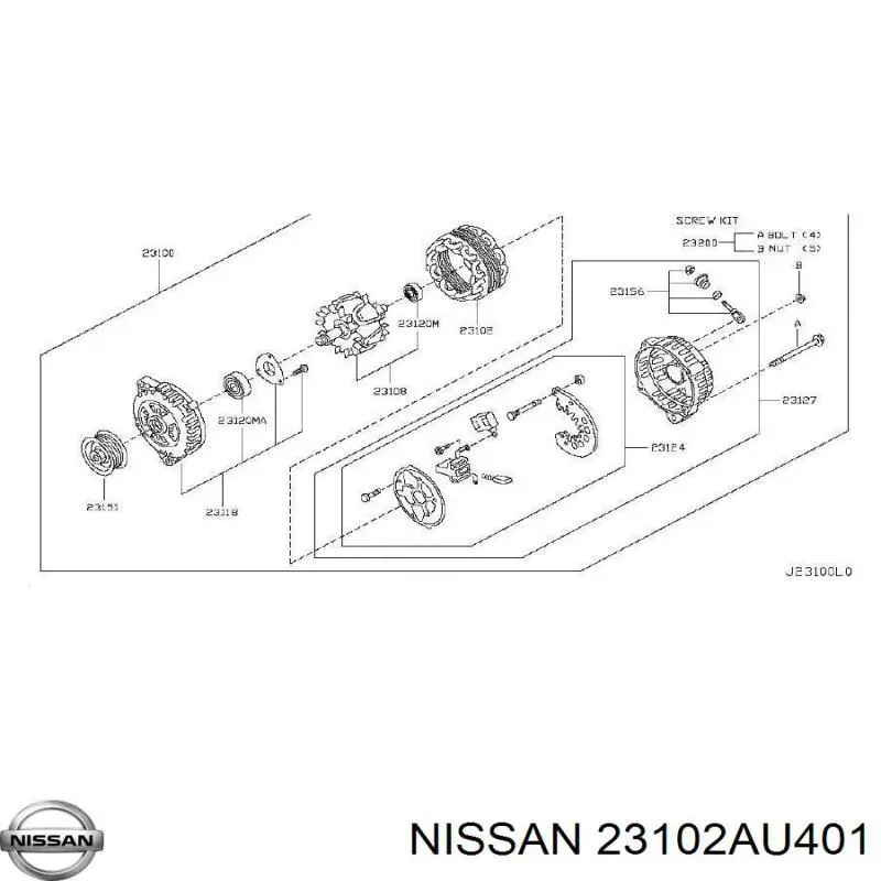 Обмотка генератора, статор Nissan/Infiniti 23102AU401 ціна, від 51.88 USD