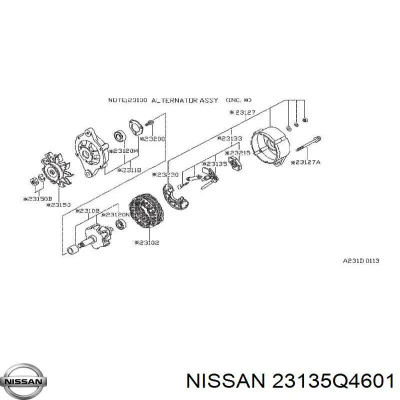 23135Q4601 Nissan/Infiniti Щітка генератора