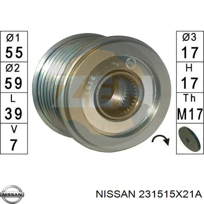 Купити 231515X21A Nissan/Infiniti Шків генератора