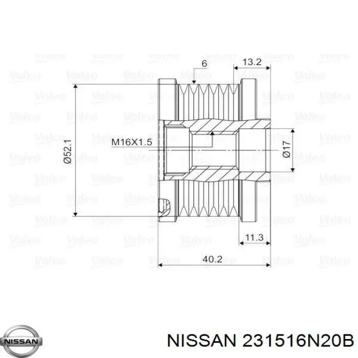 Купити 231516N20B Nissan/Infiniti Шків генератора