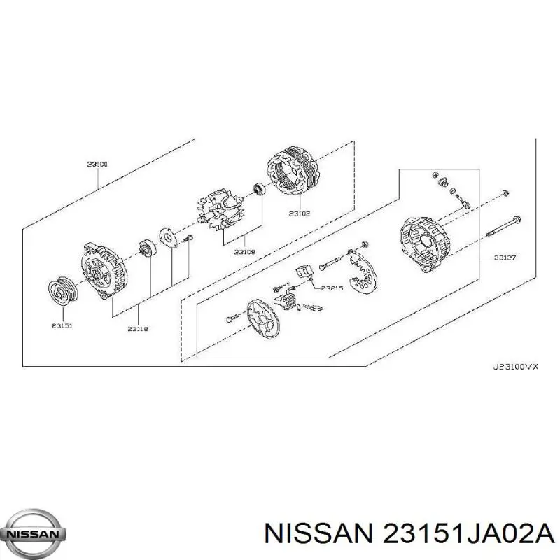 23151JA02A Nissan шків генератора