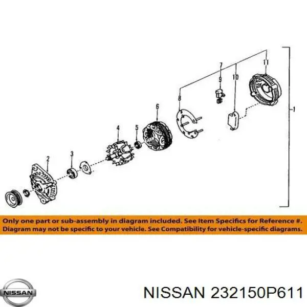 232150P611 Nissan реле-регулятор генератора, (реле зарядки)