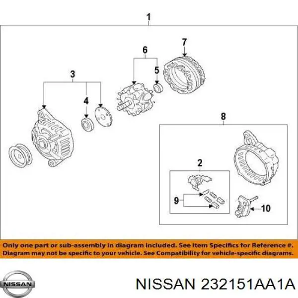 Реле регулятор генератора NISSAN 232151AA1A