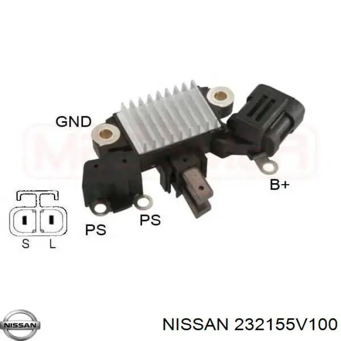 232155V100 Nissan реле-регулятор генератора, (реле зарядки)