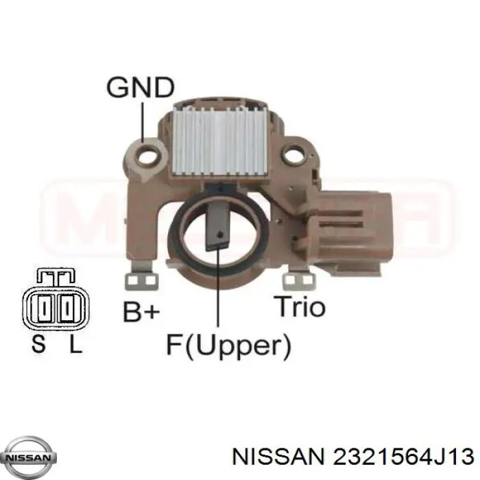 2321564J13 Nissan реле-регулятор генератора, (реле зарядки)