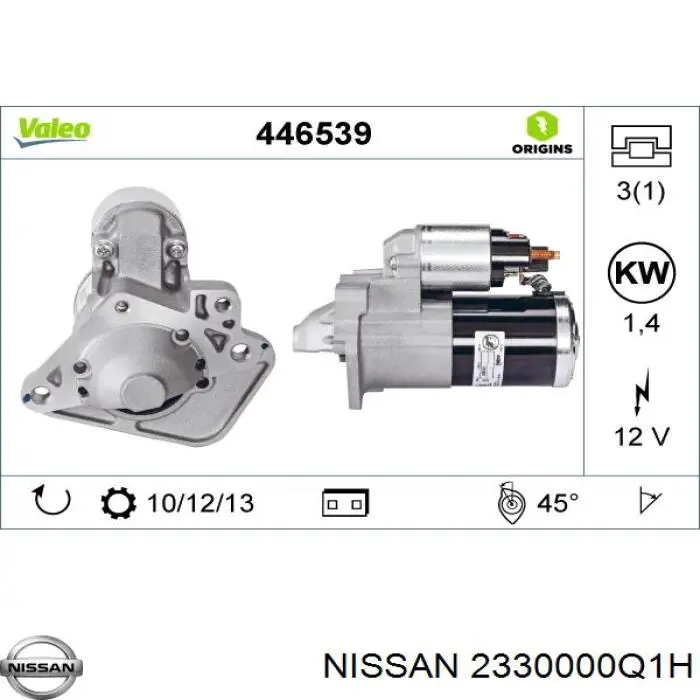 Стартер Nissan/Infiniti 2330000Q1H ціна, від 38.67 USD