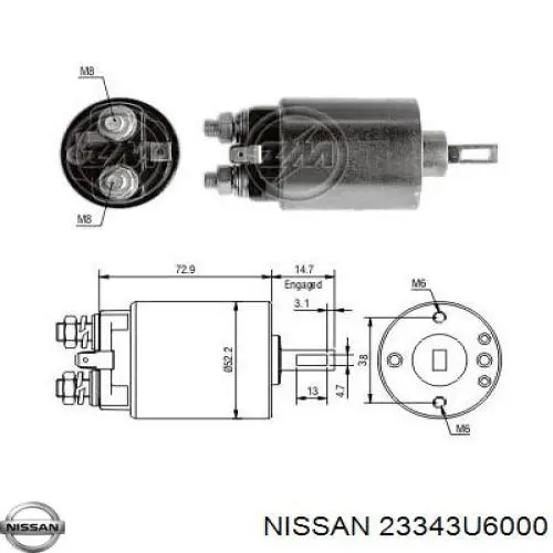 Втягуюче реле стартера 23343U6000 Nissan/Infiniti