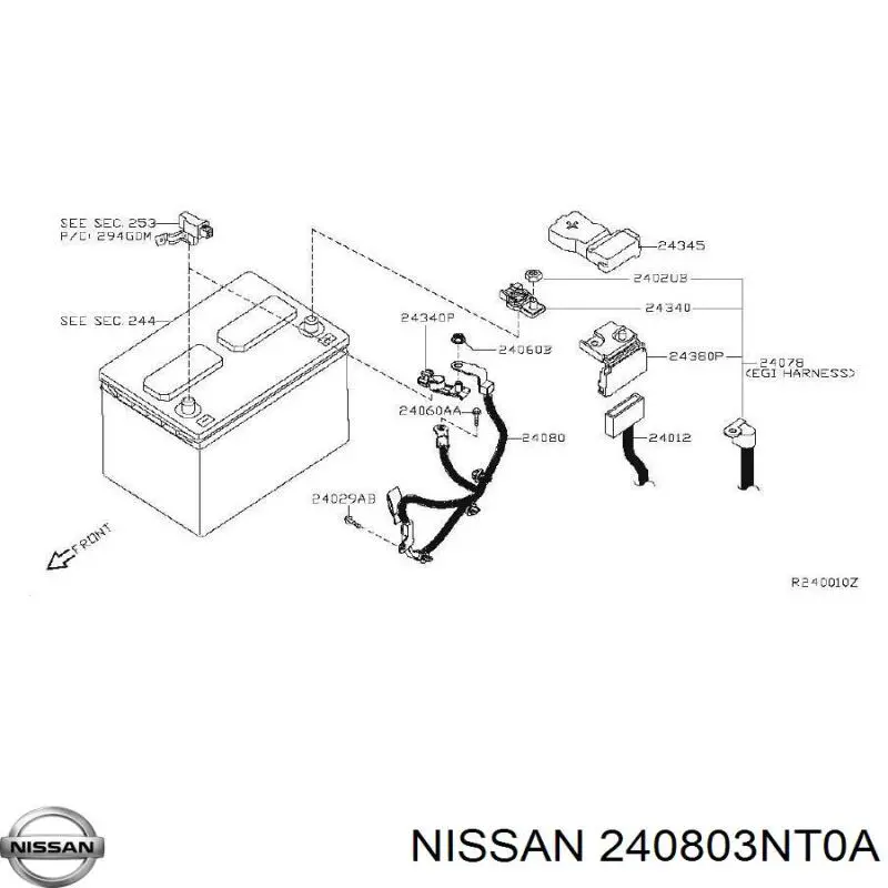 Купити 240803NT0A Nissan/Infiniti Кабель маси акумулятора (АКБ)