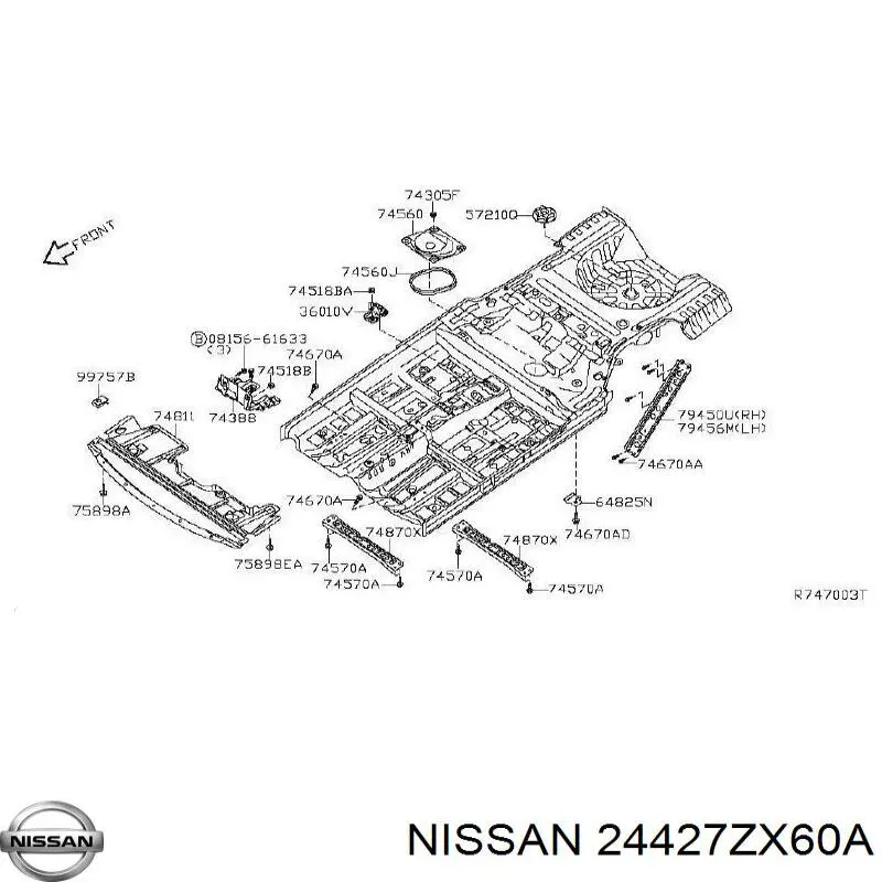 Кріплення/підставка акумулятора (АКБ) 24427ZX60A Nissan/Infiniti