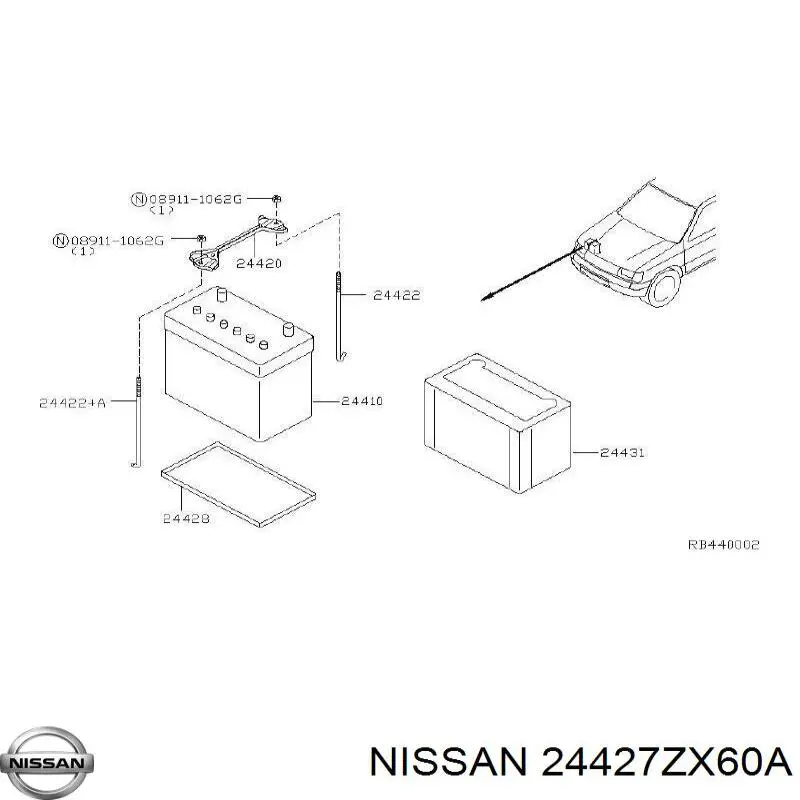 Купити 24427ZX60A Nissan/Infiniti Кріплення/підставка акумулятора (АКБ)