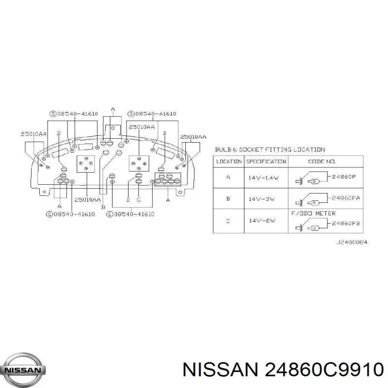 Лампочка щитка / панелі приладів Nissan/Infiniti 24860C9910 ціна, від 20.53 USD