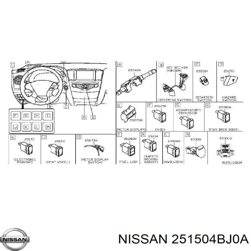 251504BJ0A Nissan/Infiniti Кнопка запуску двигуна